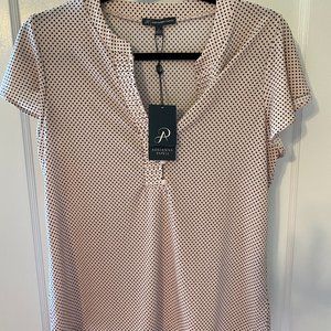 Adrianna Papell Polka Dot Top with V-Neck